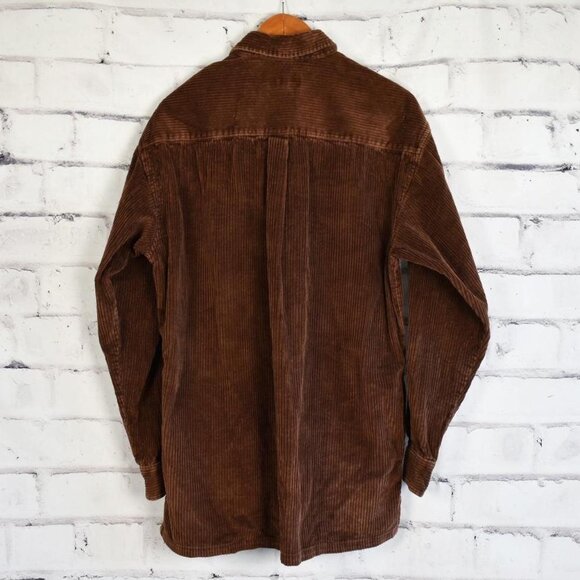 Vintage 90s Grunge Wide Wale Corduroy Shacket / Jacket / Button up Shirt Pockets - Picture 4 of 8